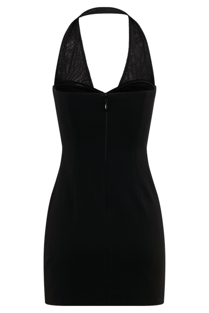 Cressida Crepe Halter Mini Dress - Black