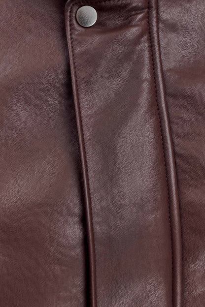Curtis Faux Leather Bomber Jacket - Dark Chocolate