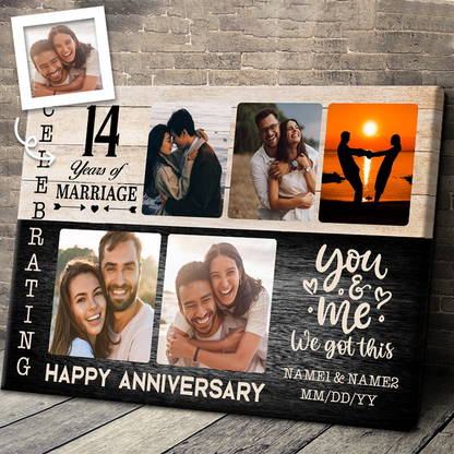 Custom Photo - Happy Anniversary - Personality Customized Canvas - Gift For Couple