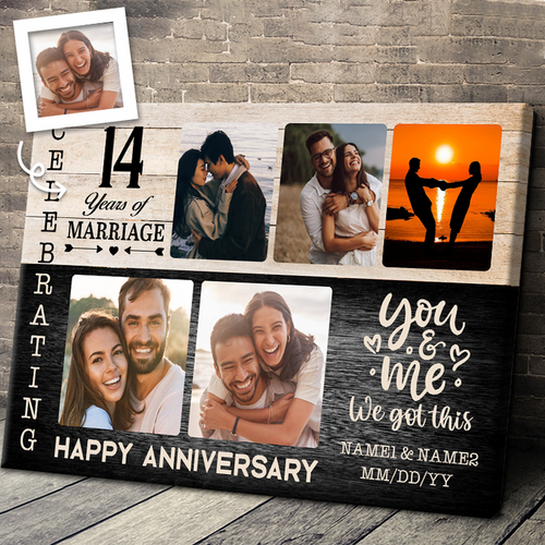Custom Photo - Happy Anniversary - Personality Customized Canvas - Gift For Couple