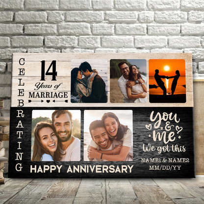 Custom Photo - Happy Anniversary - Personality Customized Canvas - Gift For Couple
