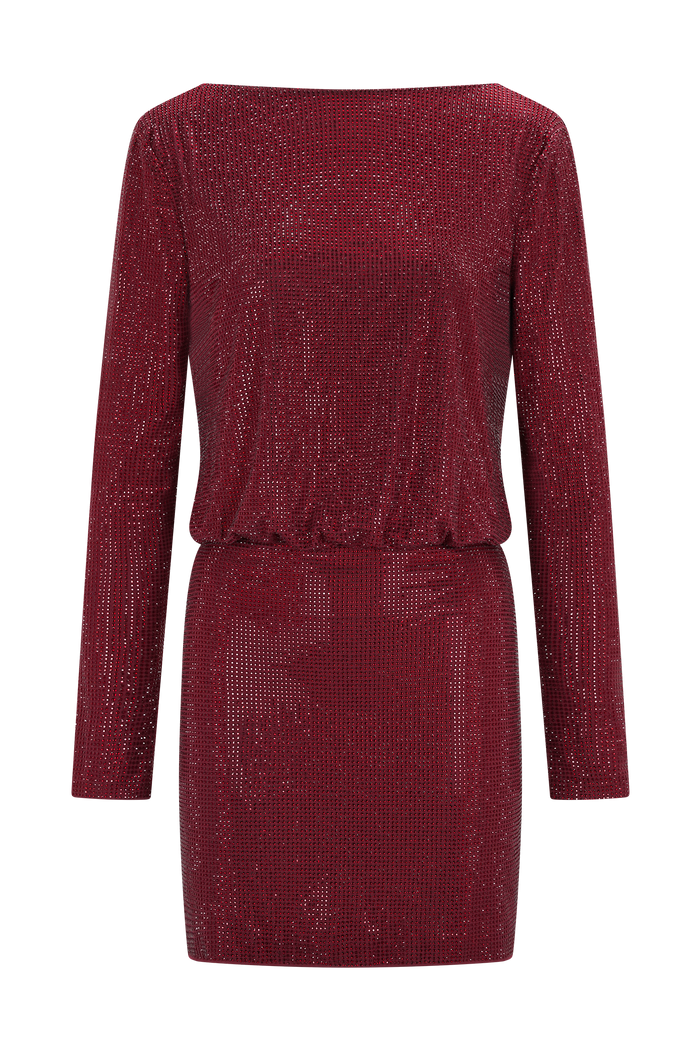 Darius Diamante Cowl Mini Dress - Wine