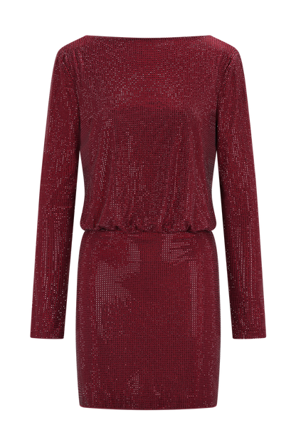 Darius Diamante Cowl Mini Dress - Wine