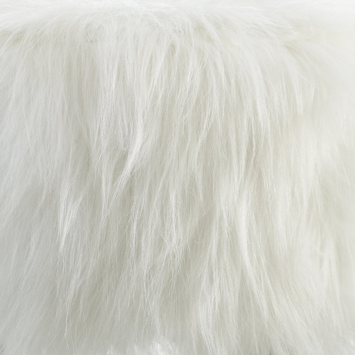 Dase White Faux Fur Stool