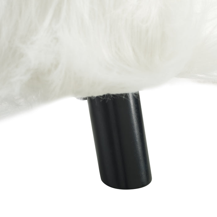 Dase White Faux Fur Stool
