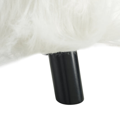 Dase White Faux Fur Stool