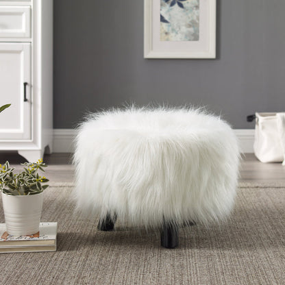 Dase White Faux Fur Stool