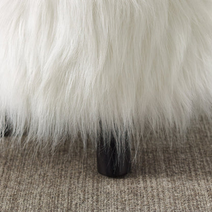 Dase White Faux Fur Stool