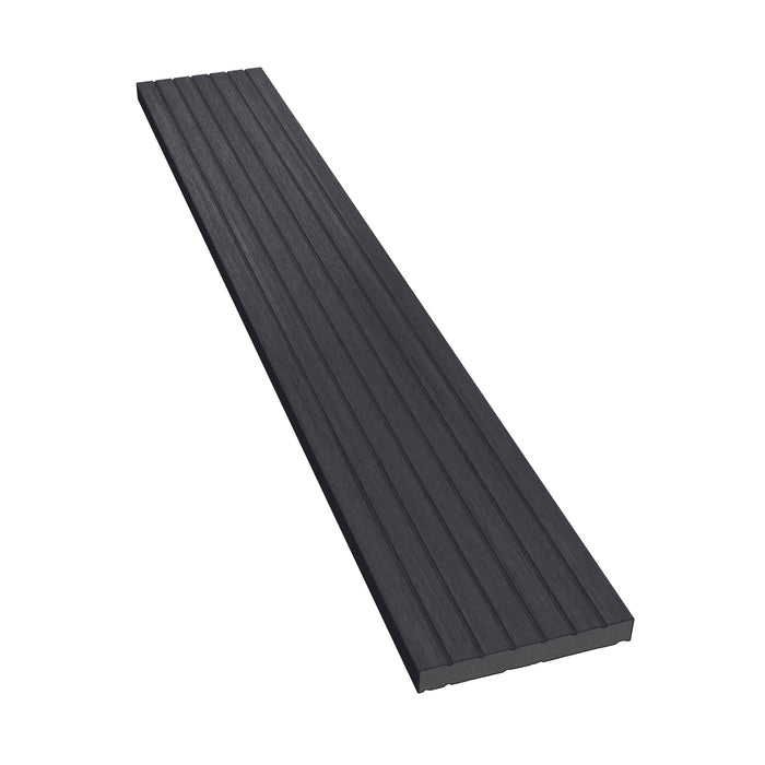 NeoTimber Deluxe Composite Decking Skirting Trim – Charcoal – Angled Close Up - Grooved