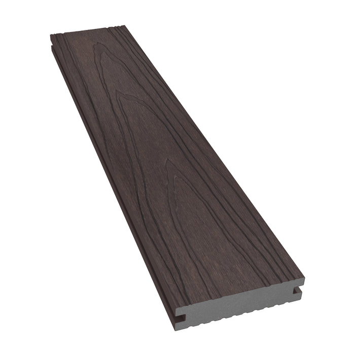 NeoTimber Deluxe Narrow Composite Deck Board – Chocolate – Angled Close Up