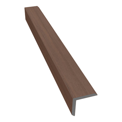NeoTimber Deluxe & Slatted Composite Cladding Corner Trim – Teak – Angled Close Up