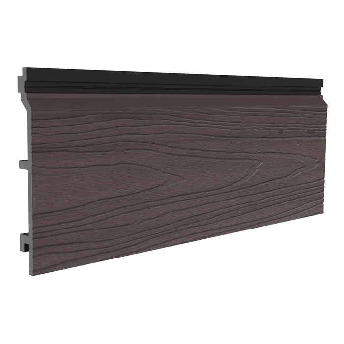 NeoTimber Deluxe Woodgrain Composite Cladding Board – Chocolate – Angled Close Up