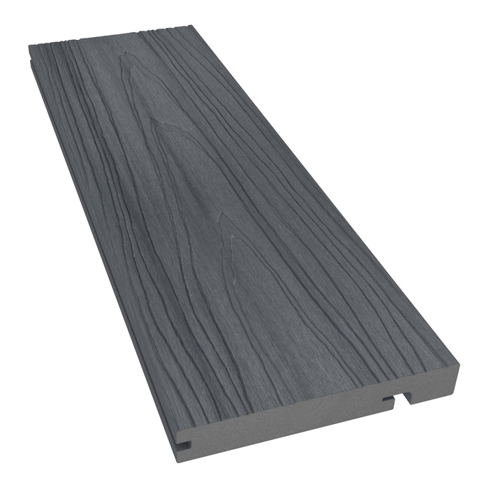 NeoTimber Deluxe Woodgrain Composite Decking Edge Board – Grey –  Angled Close Up