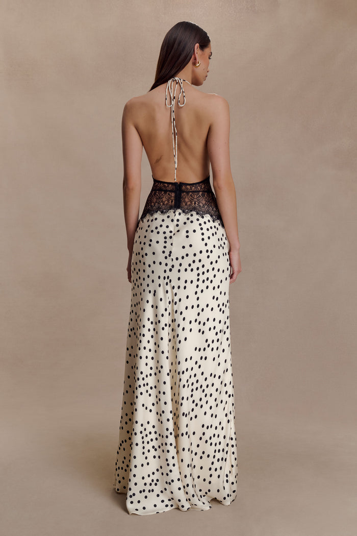 Dinah Lace And Satin Maxi Dress - Polkadot