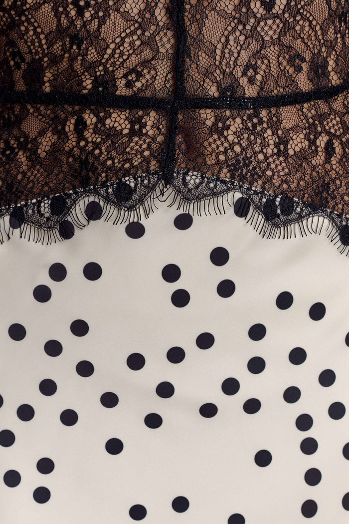 Dinah Lace And Satin Maxi Dress - Polkadot