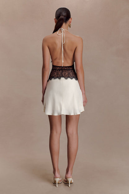 Dinah Lace And Satin Mini Dress - Black/Ivory