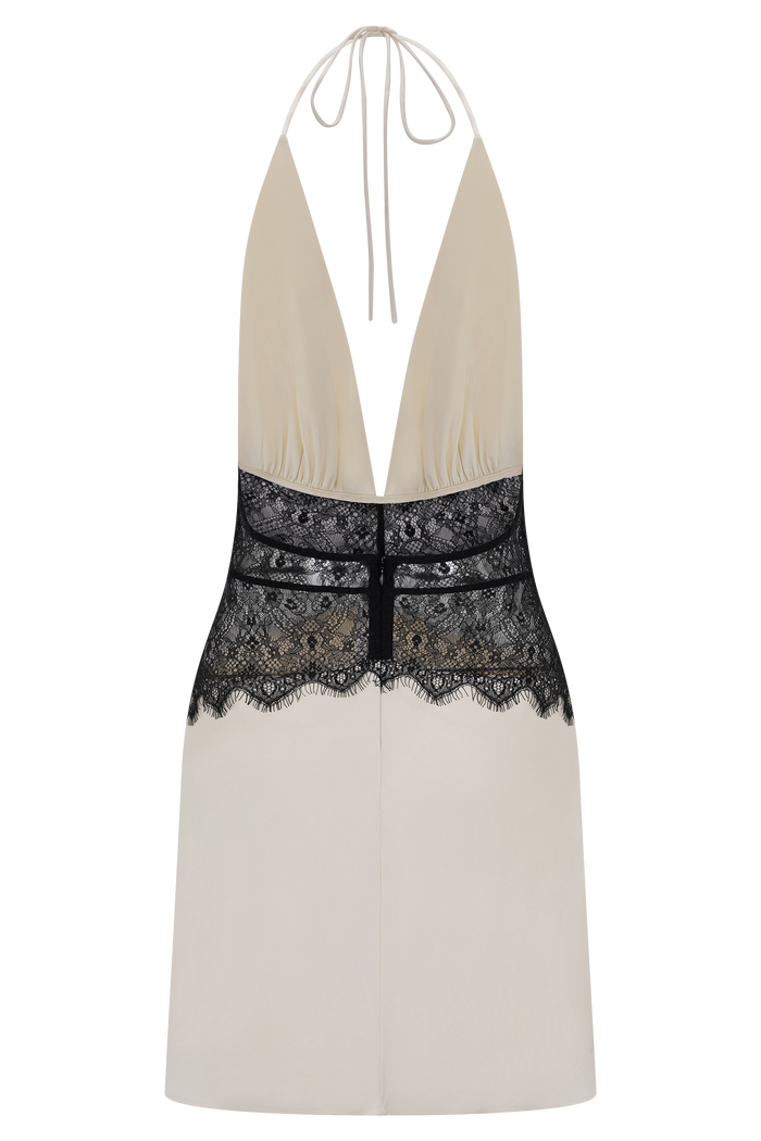 Dinah Lace And Satin Mini Dress - Black/Ivory