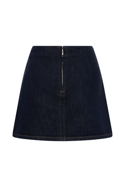 Ellie Denim Mini Skirt - Washed Indigo Blue