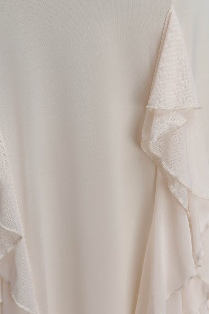 Etta Ruffle Slinky Maxi Dress - Ivory