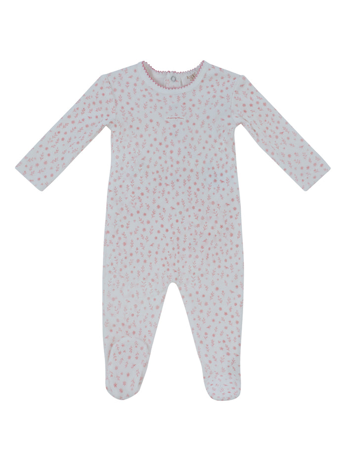 footie velour printed - pink