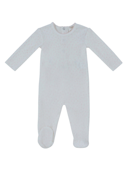 footie velour printed - rose