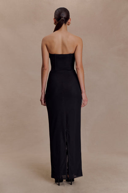 Gemma Strapless Mesh Maxi Dress - Black
