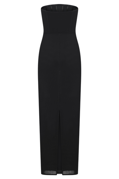 Gemma Strapless Mesh Maxi Dress - Black