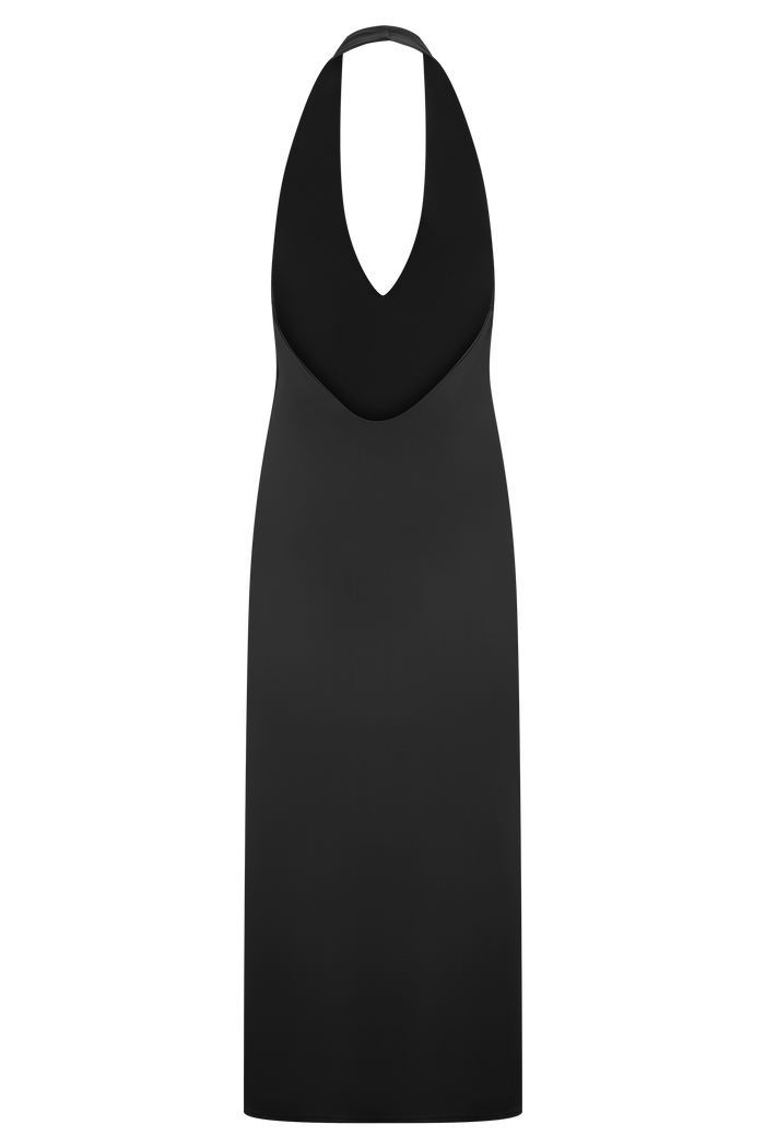 Genie Slinky Halter Midi Dress - Black