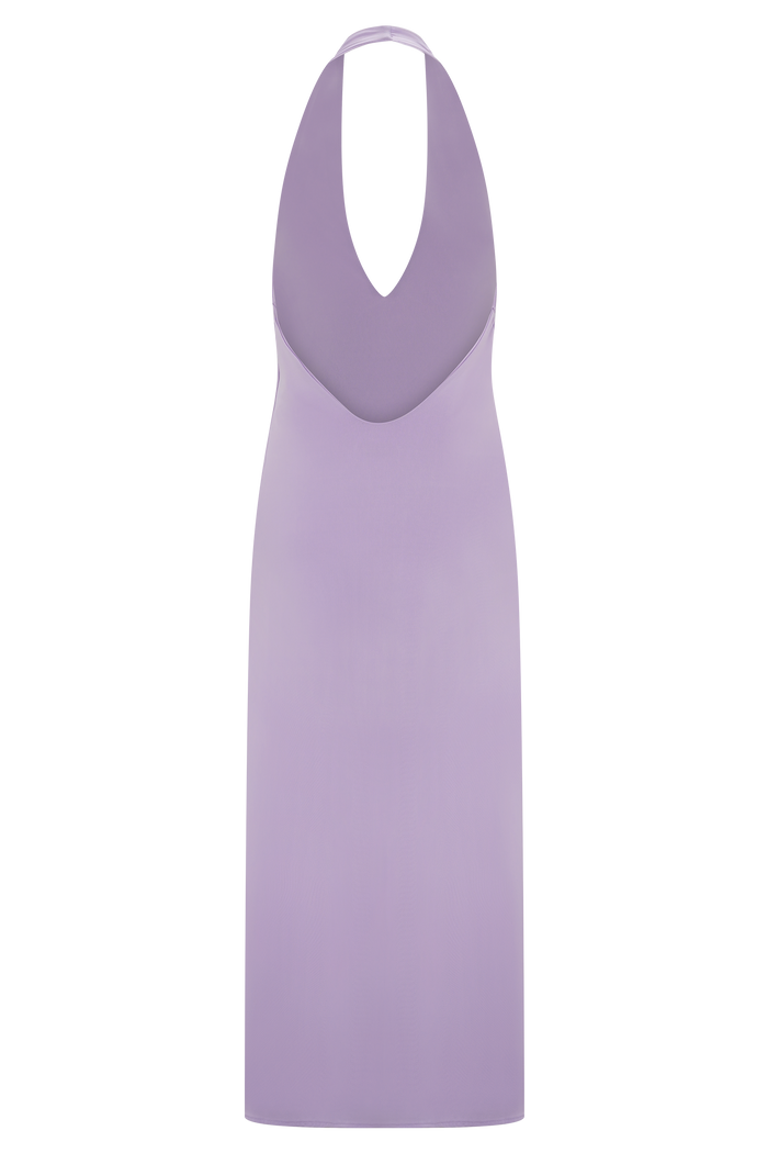 Genie Slinky Halter Midi Dress - Lilac
