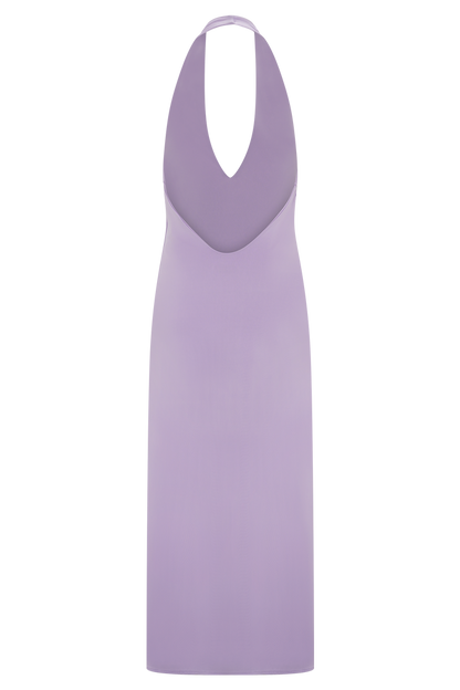 Genie Slinky Halter Midi Dress - Lilac