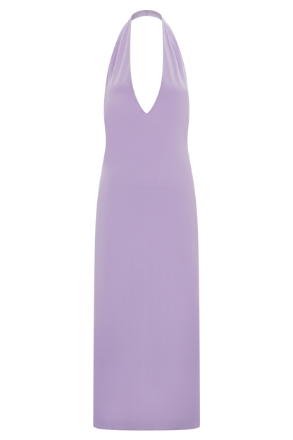 Genie Slinky Halter Midi Dress - Lilac