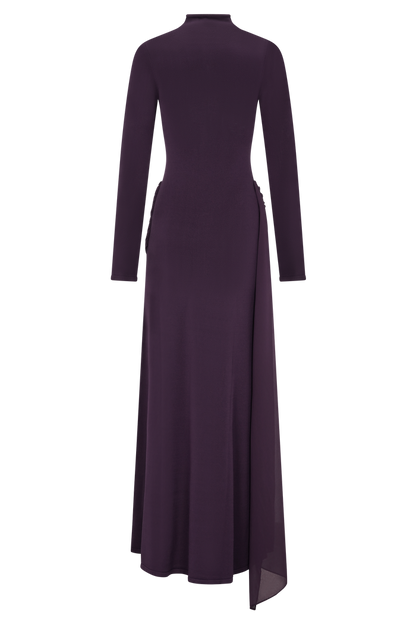 Grayson Knit Chiffon Maxi Dress - Plum