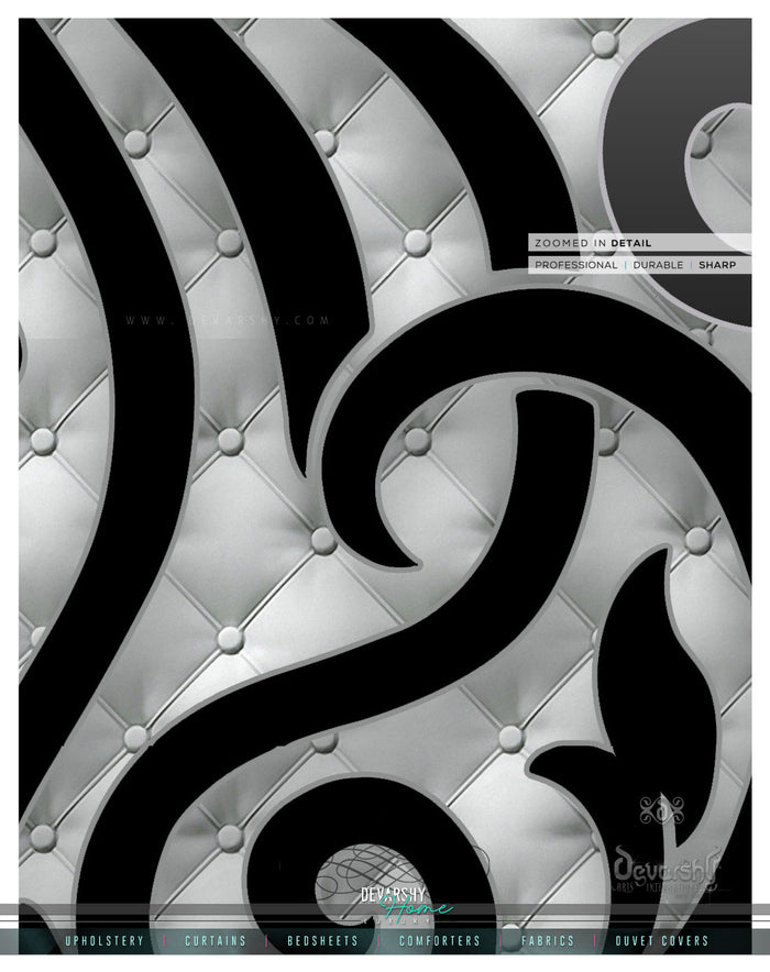 Grey Damask Pattern PREMIUM Curtain. Available on 12 Fabrics. Made to Order. 10005A