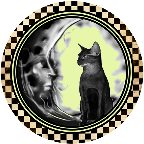 H012 Black Cat, Wreath Sign, Wreath Center, Wreath Attachment