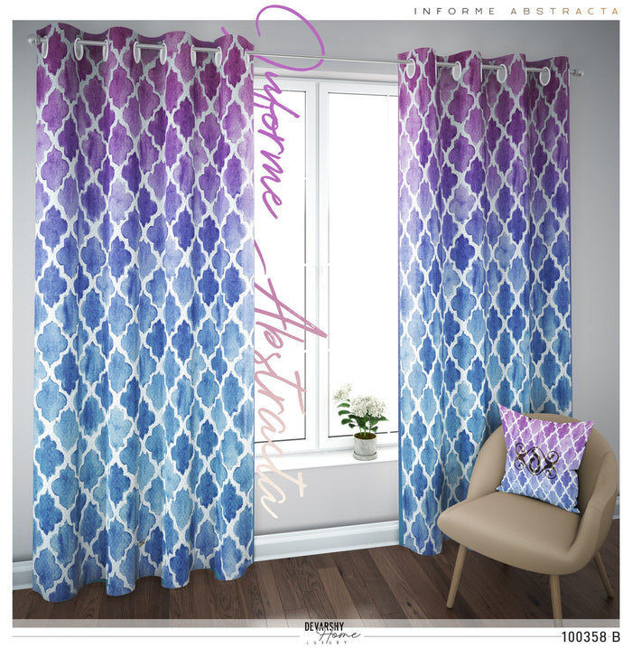 Hand Painted Ogee Pattern PREMIUM Curtain Panel. Available on 12 Fabrics. Made to Order. 100358B