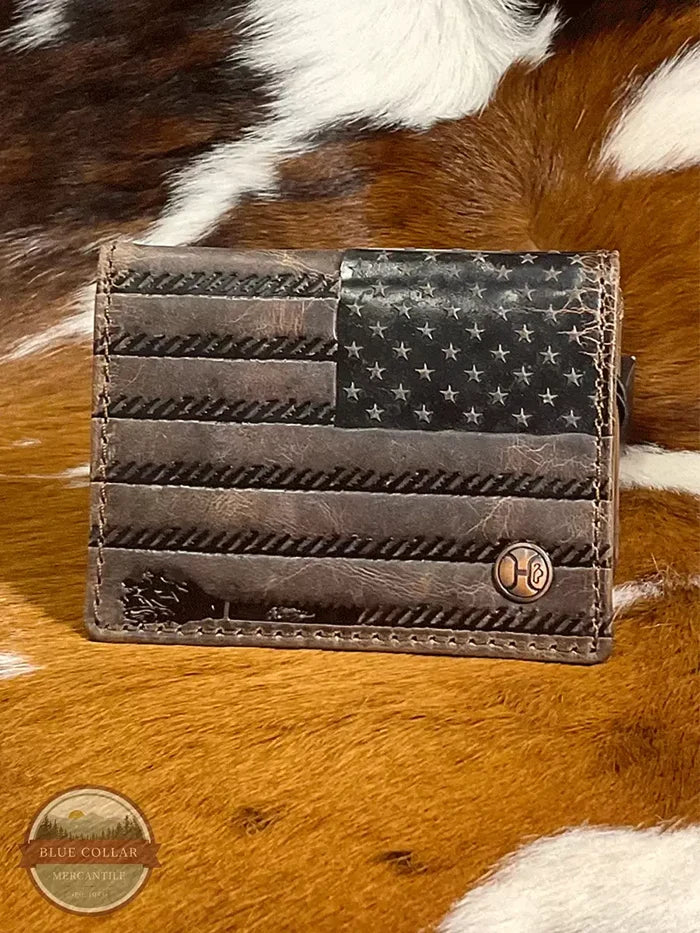 Hooey HFW003-BRBK Liberty Roper Bi-Fold Wallet Money Clip Front View