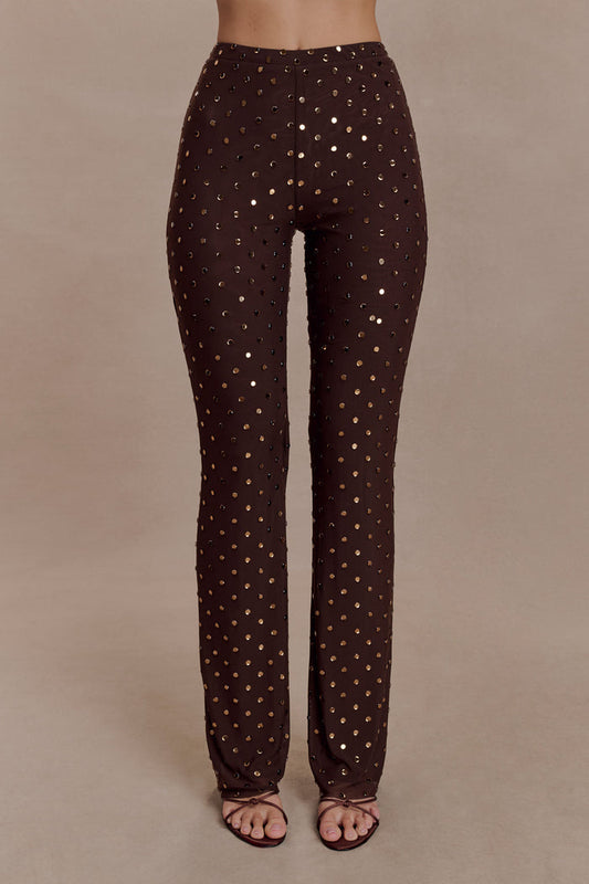 Jackie Diamante Straight Leg Pants - Chocolate