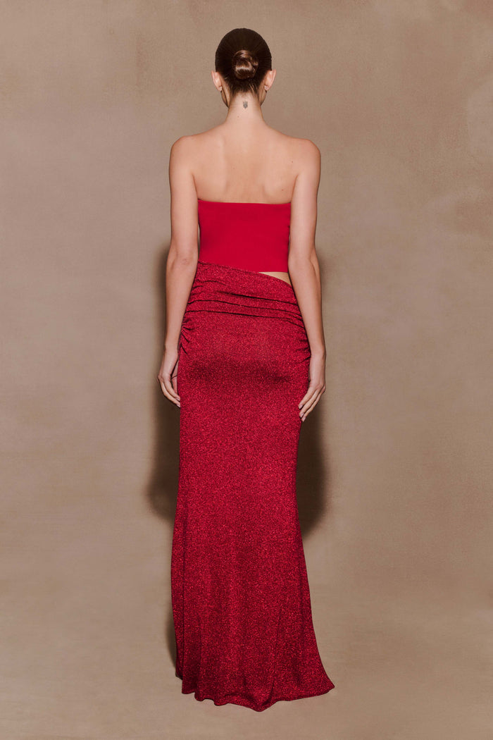 Jasiel Strapless Knit Maxi Dress - Red