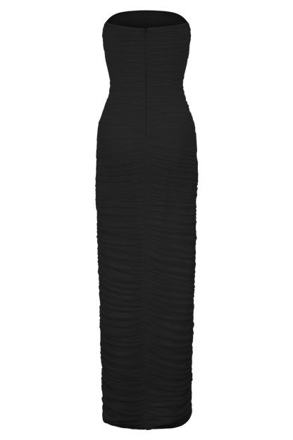 Jianna Strapless Mesh Maxi Dress - Black