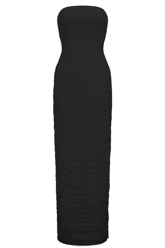 Jianna Strapless Mesh Maxi Dress - Black