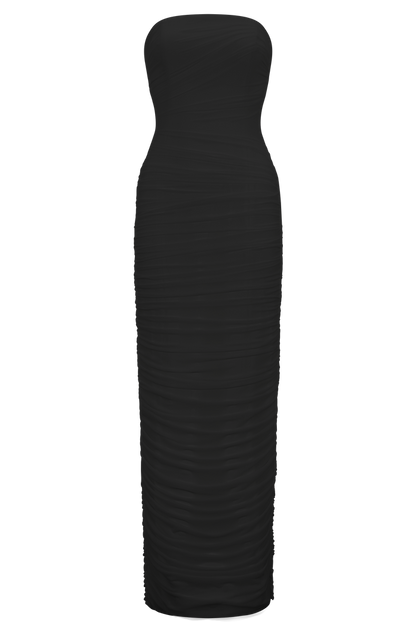 Jianna Strapless Mesh Maxi Dress - Black