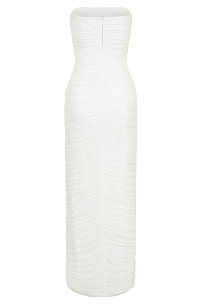 Jianna Strapless Mesh Maxi Dress - Ivory