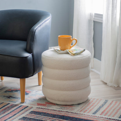 Kathy White Sherpa Round Ottoman