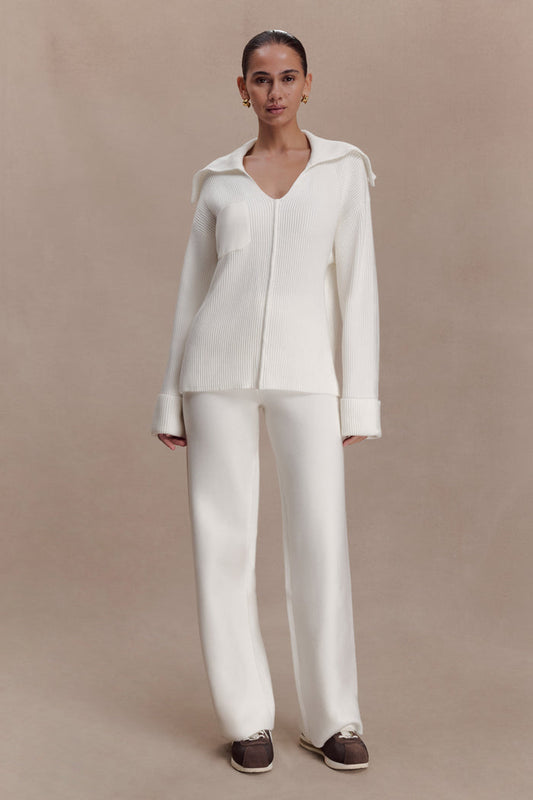 Kerrymae Straight Leg Knit Pants - Off White
