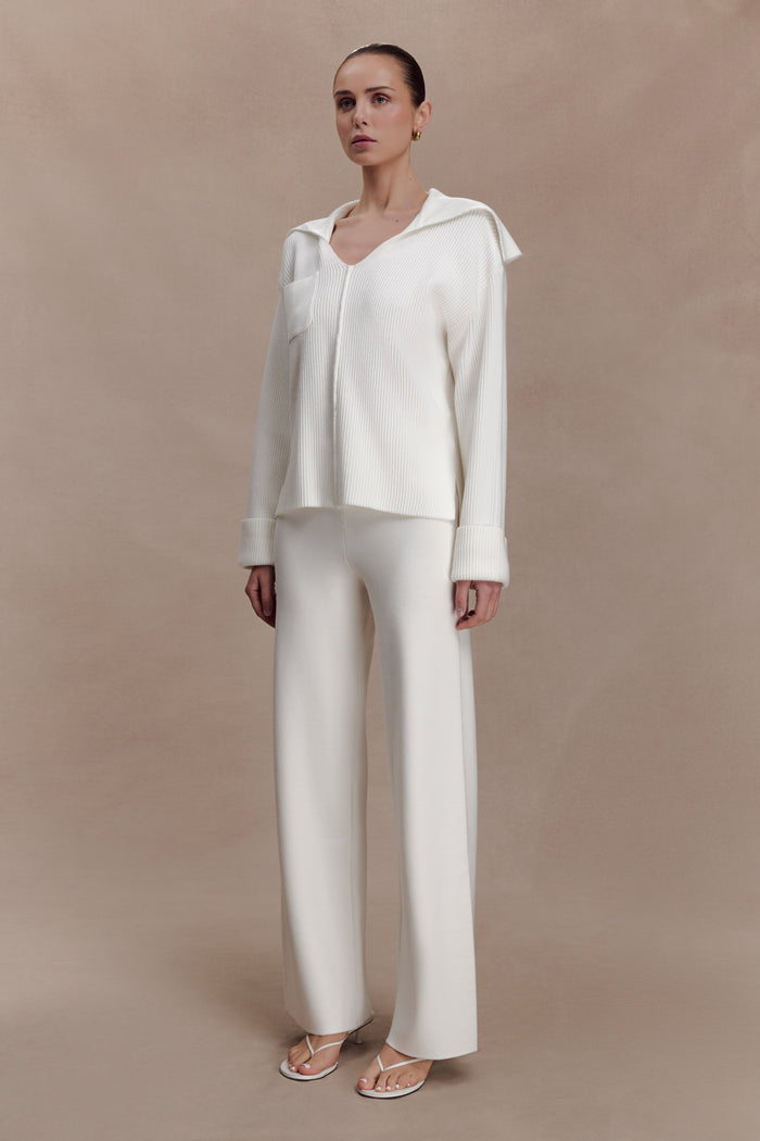 Kerrymae Straight Leg Knit Pants - Off White