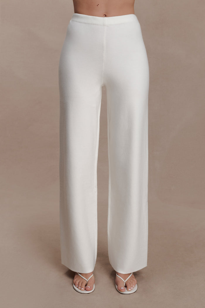 Kerrymae Straight Leg Knit Pants - Off White
