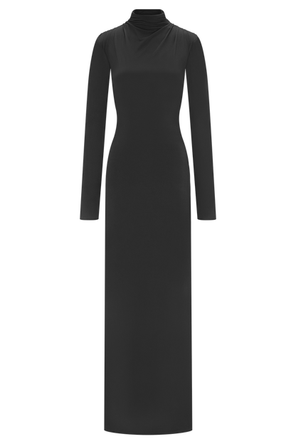 Kiyah Slinky Cut Out Maxi Dress - Black