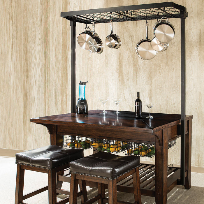 A room setting featuring Kona Raisin 24 Inch Backless Bar Stool
