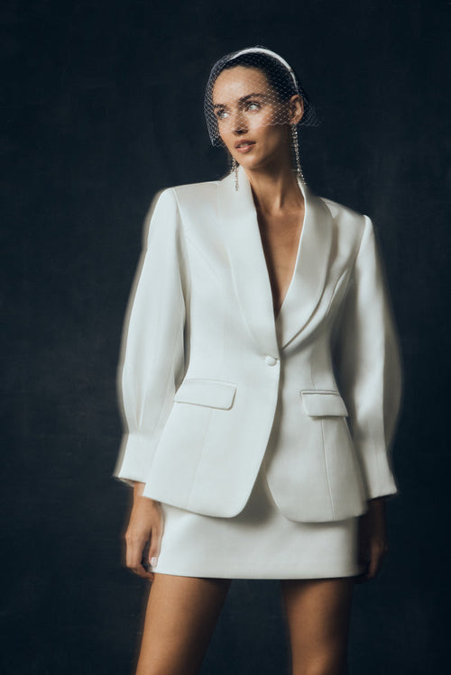 Kylie Oversized Satin Blazer - Ivory