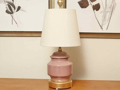 Lavender Jar Gold Base Off White Shade Table Lamp
